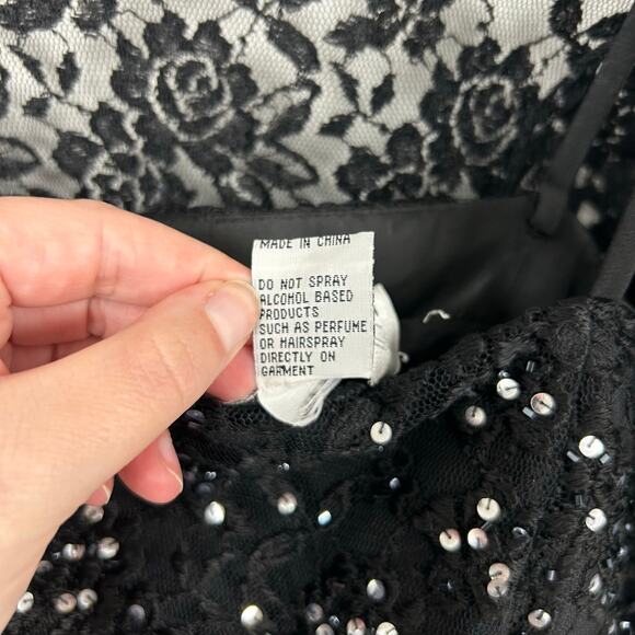 Sean Couture Black Silver Sequin Embellished Evening Dress/Jacket Set Womens 12 - Picture 6 of 6